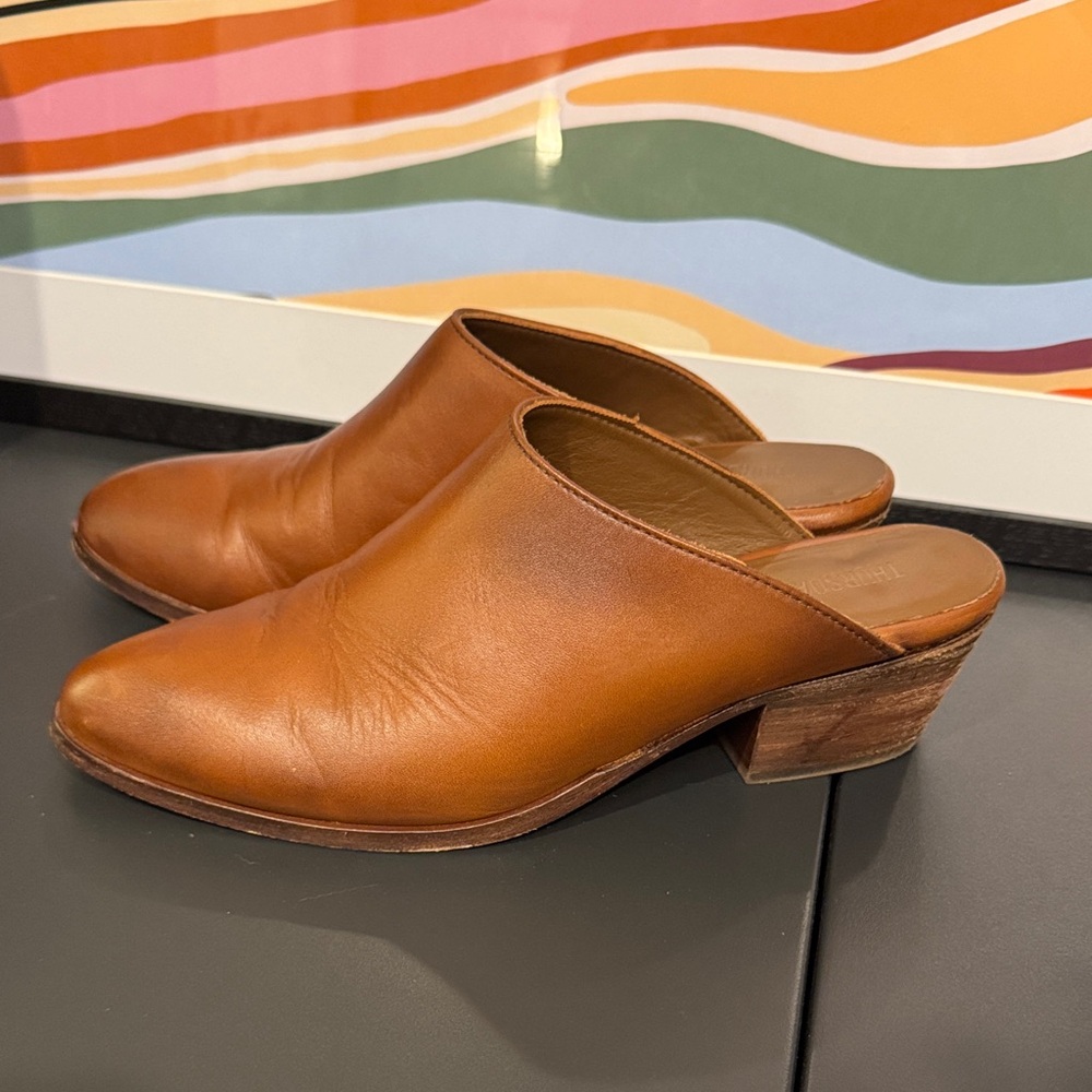 Thursday Boot Co Women’s Breeze Brown Leather Mules, Brandy, Size 8
